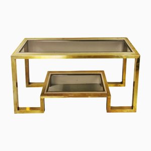 Vintage Brass and Glass Console Table, 1970s-PRS-1385555