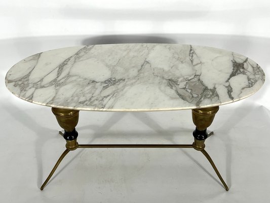 Vintage Brass and Marble Coffee Table, Italy, 1950s-OT-1239142