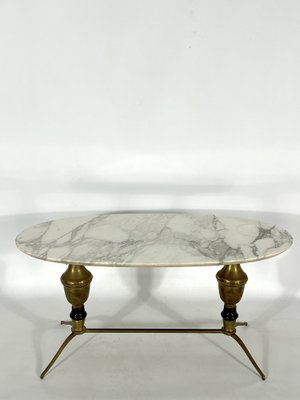 Vintage Brass and Marble Coffee Table, Italy, 1950s-OT-1239142