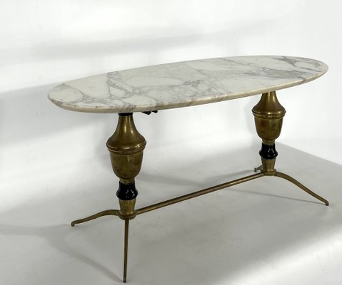 Vintage Brass and Marble Coffee Table, Italy, 1950s-OT-1239142