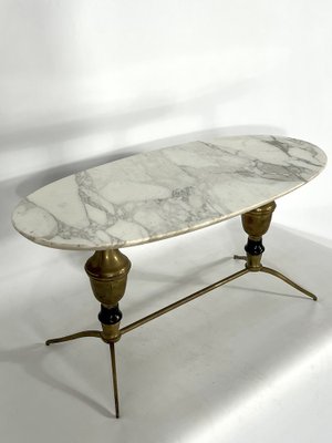 Vintage Brass and Marble Coffee Table, Italy, 1950s-OT-1239142