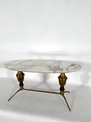 Vintage Brass and Marble Coffee Table, Italy, 1950s-OT-1239142