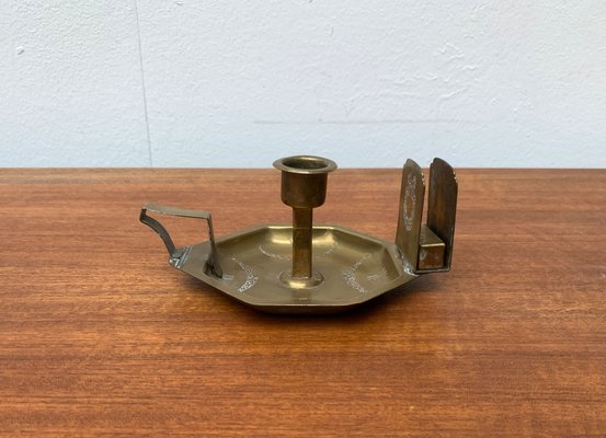 Vintage Brass Candle Holder with Matchbox Holder-UAH-1192495