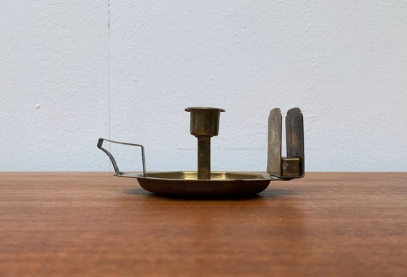 Vintage Brass Candle Holder with Matchbox Holder-UAH-1192495