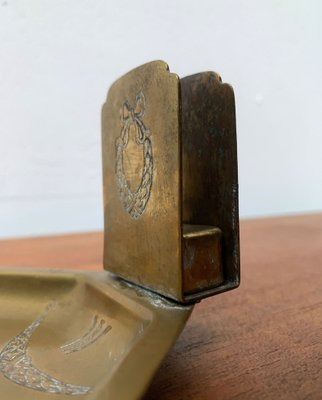 Vintage Brass Candle Holder with Matchbox Holder-UAH-1192495