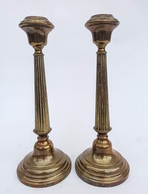 Vintage Brass Candleholders, Set of 2-FSD-1290775