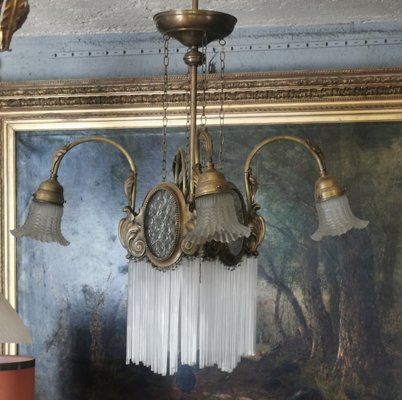 Vintage Brass Chandelier, 1930s-GEL-1054203