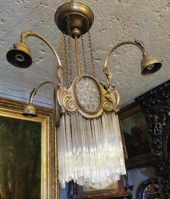 Vintage Brass Chandelier, 1930s-GEL-1054203