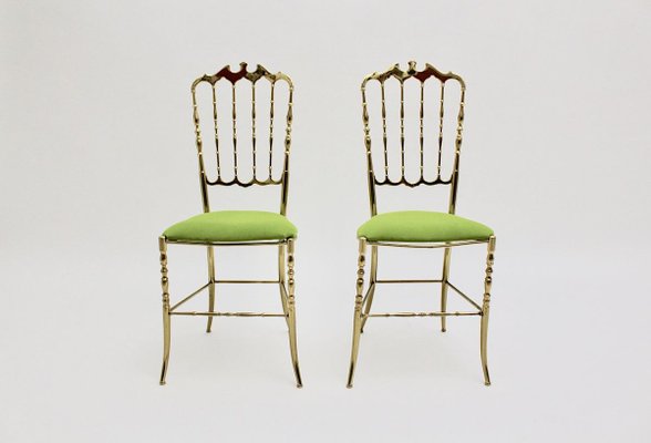 Vintage Brass Chiavari Side Chairs, 1950s, Set of 2-NB-766520