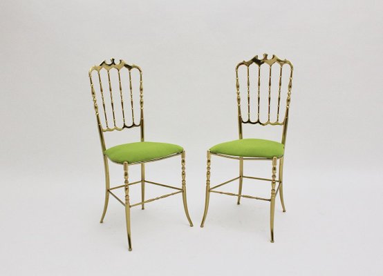 Vintage Brass Chiavari Side Chairs, 1950s, Set of 2-NB-766520