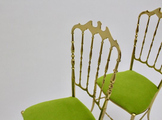 Vintage Brass Chiavari Side Chairs, 1950s, Set of 2-NB-766520