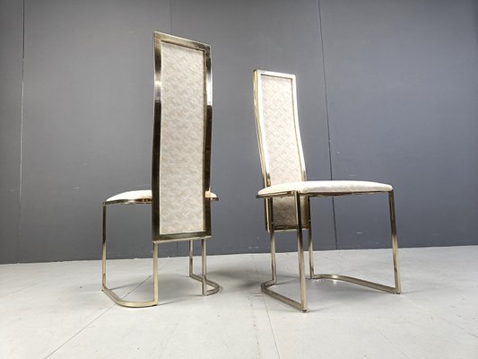 Vintage Brass Dining Chairs attributed to Belgo Chrom / Dewulf Selection, 1970s, Set of 8-IRH-2028269