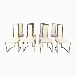 Vintage Brass Dining Chairs attributed to Belgo Chrom / Dewulf Selection, 1970s, Set of 8-IRH-2028269