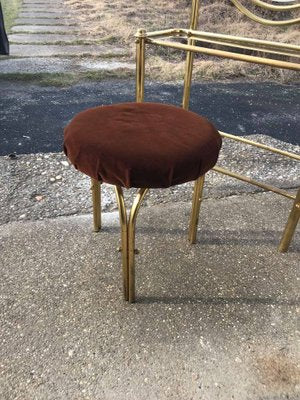 Vintage Brass Dressing Table & Stool, 1950s, Set of 2-OXJ-869229