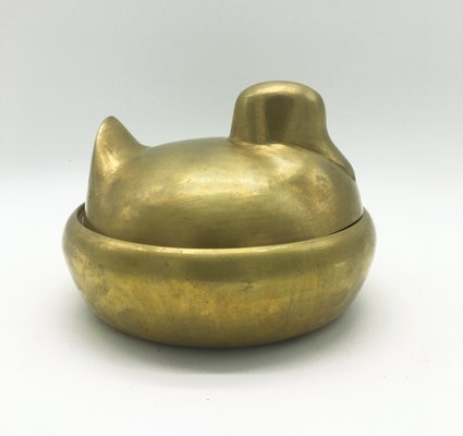 Vintage Brass Duck-Shaped Box, 1970s-YUW-676409