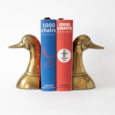 Vintage Brass Duckhead Bookends, 1980s, Set of 2-IXK-1402756