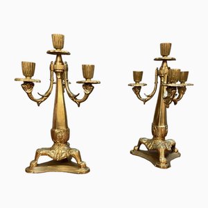 Vintage Brass Empire Design Candelabras, Set of 2-NSG-2034369