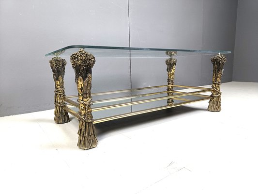 Vintage Brass Flower Coffee Table, 1970s-IRH-2042948