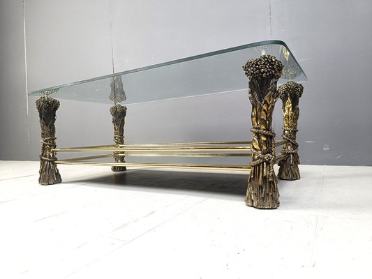 Vintage Brass Flower Coffee Table, 1970s-IRH-2042948