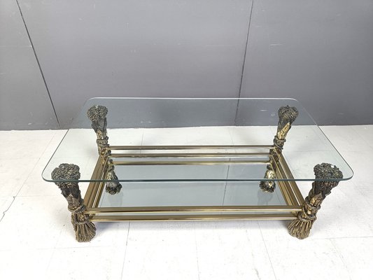 Vintage Brass Flower Coffee Table, 1970s-IRH-2042948