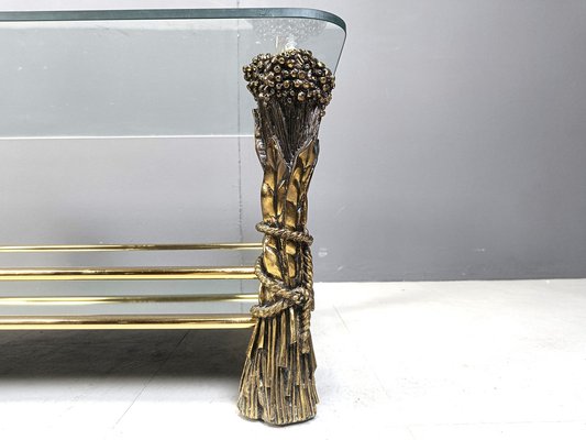 Vintage Brass Flower Coffee Table, 1970s-IRH-2042948