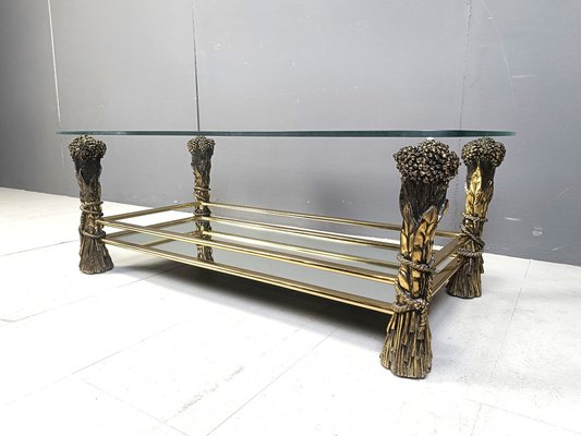 Vintage Brass Flower Coffee Table, 1970s-IRH-2042948