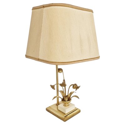 Vintage Brass Flower Table Lamp attributed to Massive, 1970s-IRH-1383169