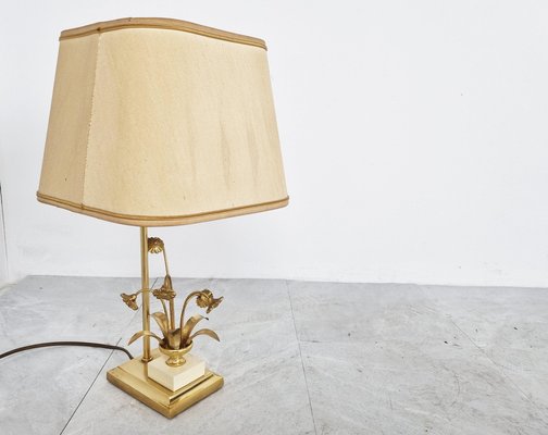 Vintage Brass Flower Table Lamp attributed to Massive, 1970s-IRH-1383169