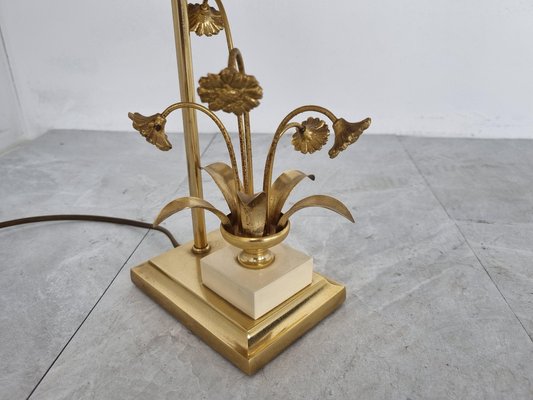 Vintage Brass Flower Table Lamp attributed to Massive, 1970s-IRH-1383169