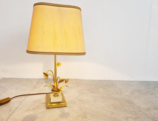 Vintage Brass Flower Table Lamp attributed to Massive, 1970s-IRH-1383169