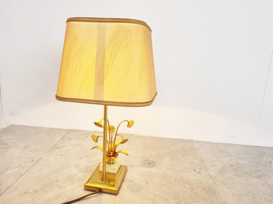 Vintage Brass Flower Table Lamp attributed to Massive, 1970s-IRH-1383169