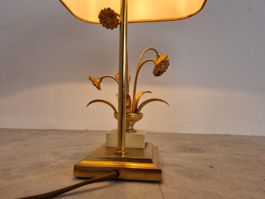 Vintage Brass Flower Table Lamp attributed to Massive, 1970s-IRH-1383169