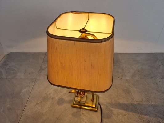 Vintage Brass Flower Table Lamp attributed to Massive, 1970s-IRH-1383169