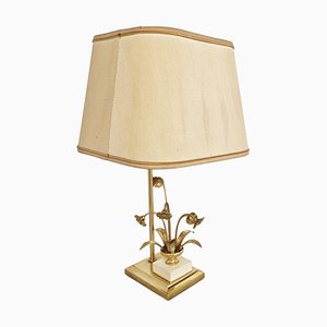 Vintage Brass Flower Table Lamp attributed to Massive, 1970s-IRH-1383169