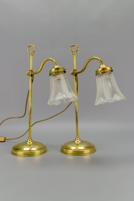 Vintage Brass & Frosted Glass Table Lamps, Set of 2-KEG-911622