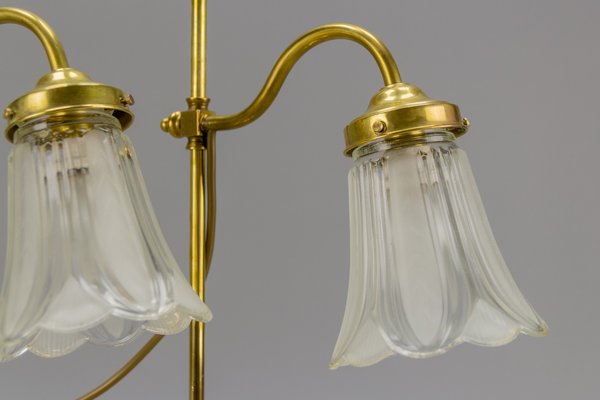 Vintage Brass & Frosted Glass Table Lamps, Set of 2-KEG-911622