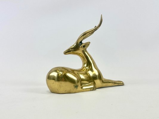 Vintage Brass Gazelle Figurine, 1970s-ZCY-2028403