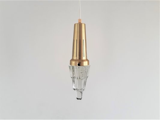 Vintage Brass & Glass Pendant Lamps from Vitrika, Set of 2-NV-867514