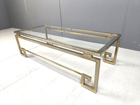 Vintage Brass Greek Key Coffee Table, 1970s-IRH-2042958