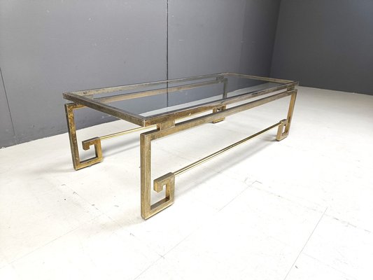 Vintage Brass Greek Key Coffee Table, 1970s-IRH-2042958