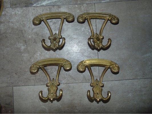 Vintage Brass Hangers, 1960 / 70s, Set of 4-CAQ-1187819