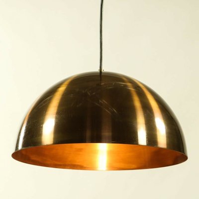 Vintage Brass Hemisphere Pendant Lamp, 1960s-FUP-1395232