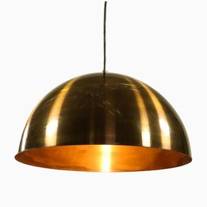 Vintage Brass Hemisphere Pendant Lamp, 1960s-FUP-1395232