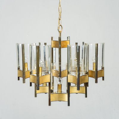 Vintage Brass Hurricane 9-Light Chandelier by Gaetano Sciolari, 1960s-ZLY-975879