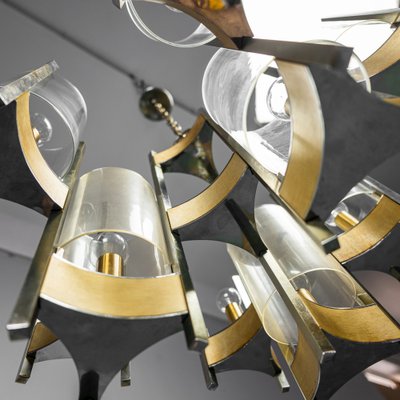 Vintage Brass Hurricane 9-Light Chandelier by Gaetano Sciolari, 1960s-ZLY-975879