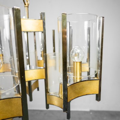 Vintage Brass Hurricane 9-Light Chandelier by Gaetano Sciolari, 1960s-ZLY-975879