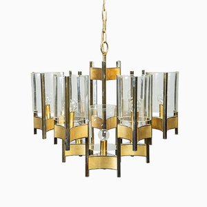 Vintage Brass Hurricane 9-Light Chandelier by Gaetano Sciolari, 1960s-ZLY-975879