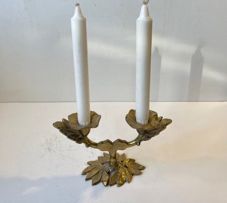 Vintage Brass Italian Leaf Candleholder, 1970s-LCR-1289238