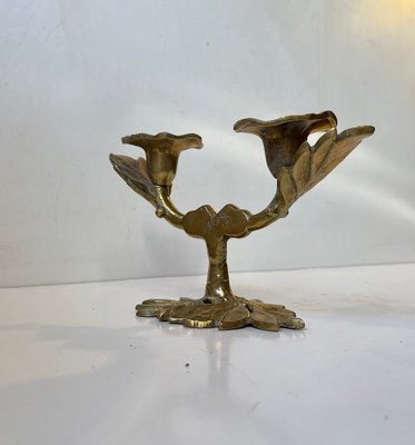 Vintage Brass Italian Leaf Candleholder, 1970s-LCR-1289238