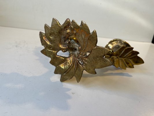 Vintage Brass Italian Leaf Candleholder, 1970s-LCR-1289238